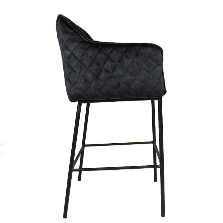 Barhocker Jaxon Samt mit Armlehne anthrazit 82cm