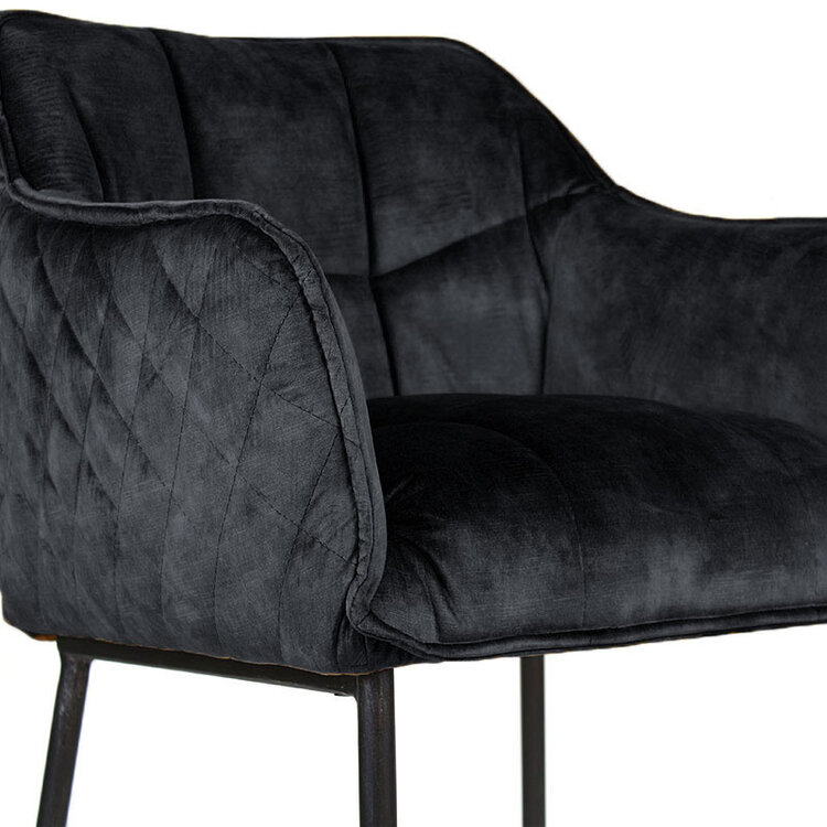 Barhocker Jaxon Samt mit Armlehne anthrazit 82cm