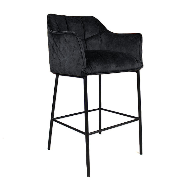 Barhocker Jaxon Samt mit Armlehne anthrazit 82cm