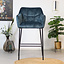 Barhocker Jaxon Samt mit Armlehne blau 82cm