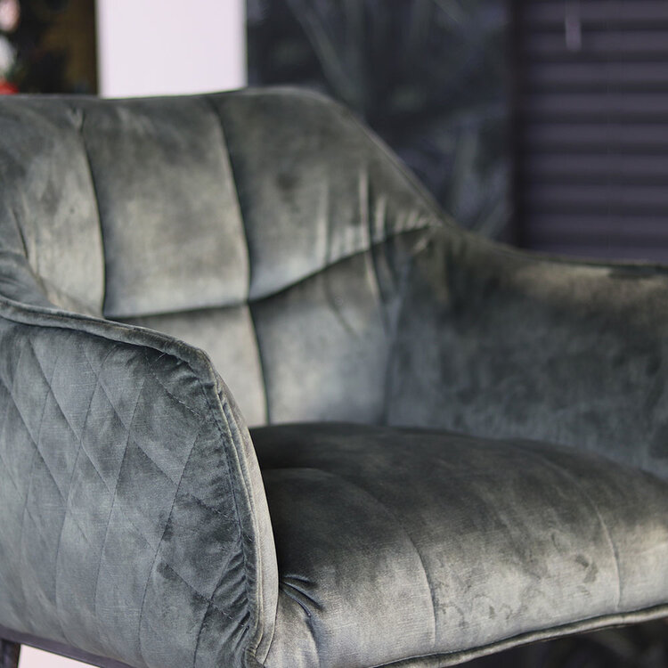 Barhocker Jaxon Samt mit Armlehne grün 82cm