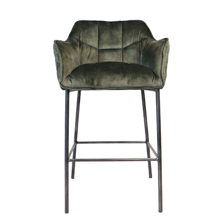 Barhocker Jaxon Samt mit Armlehne grün 82cm