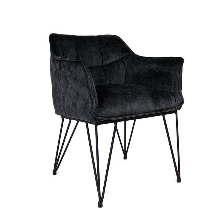 Esszimmerstuhl Samt Jaxon mit Armlehne anthrazit