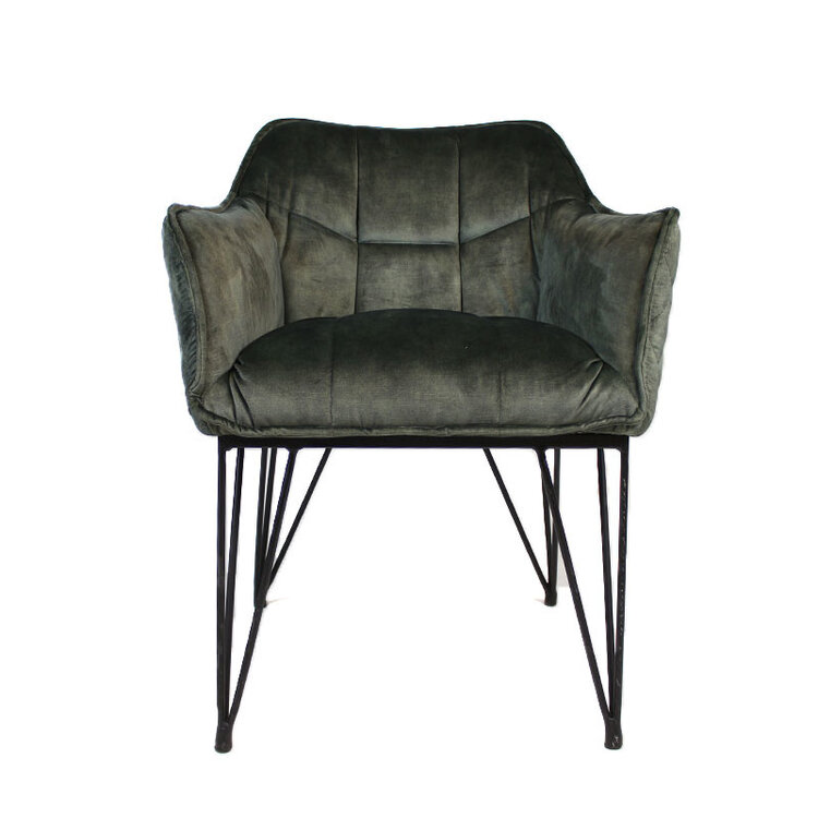 Esszimmerstuhl Samt Jaxon mit Armlehne grün