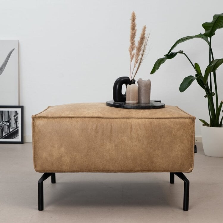 Hocker Kansas Eco-Leder beige