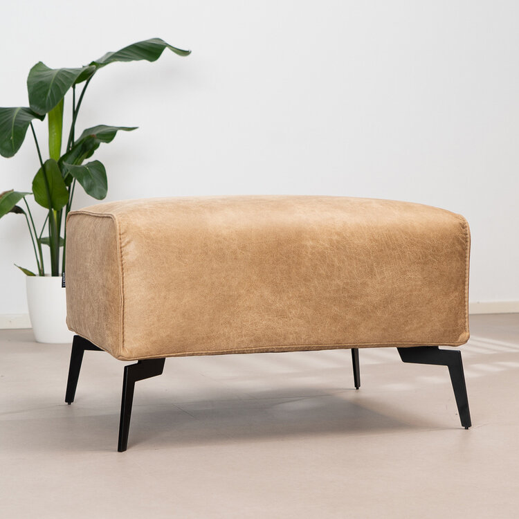 Leder Hocker Vegas rechteckig beige