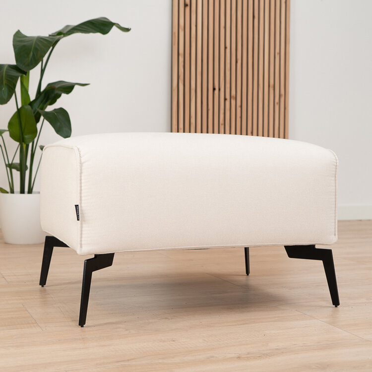 Stoff Hocker Vegas rechteckig off white