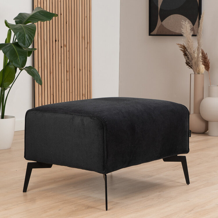 Stoff Hocker Vegas rechteckig schwarz