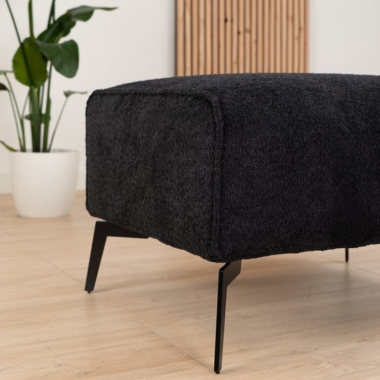 Bouclé Hocker Vegas rechteckig schwarz