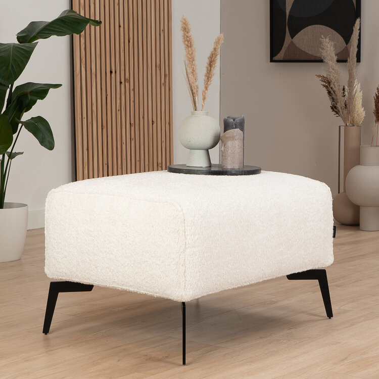 Bouclé Hocker Vegas rechteckig weiß