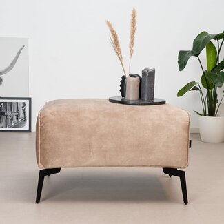 Samt Hocker Vegas rechteckig taupe