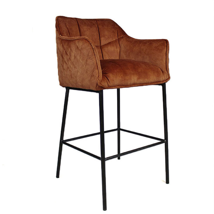 Barhocker Jaxon Samt mit Armlehne kupfer 82cm