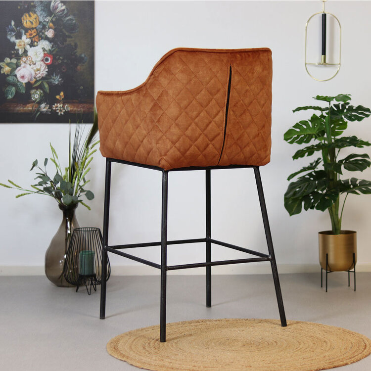 Barhocker Jaxon Samt mit Armlehne kupfer 82cm
