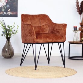 Esszimmerstuhl Samt Jaxon mit Armlehne kupfer