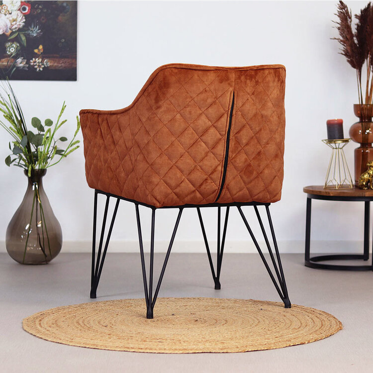 Esszimmerstuhl Samt Jaxon mit Armlehne kupfer