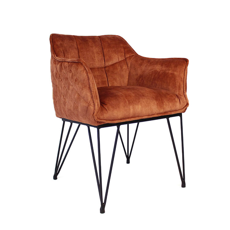 Esszimmerstuhl Samt Jaxon mit Armlehne kupfer