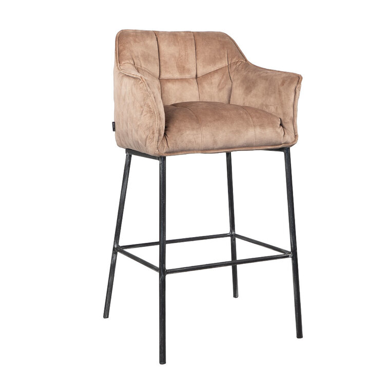 Barhocker Jaxon Samt mit Armlehne taupe 82cm