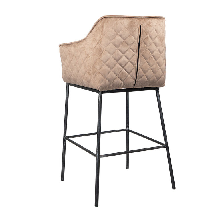 Barhocker Jaxon Samt mit Armlehne taupe 82cm