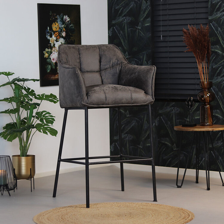 Barhocker Aaron Microfaser mit Armlehne anthrazit 82cm