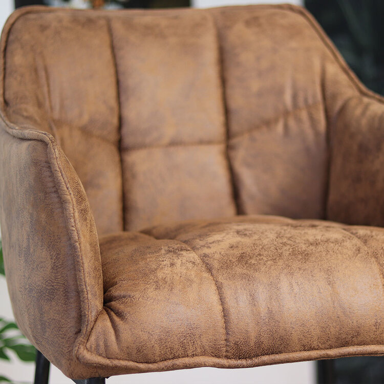 Barhocker Aaron Microfaser mit Armlehne cognac 82cm