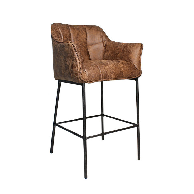 Barhocker Aaron Microfaser mit Armlehne cognac 82cm