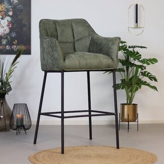 Barhocker Aaron Microfaser mit Armlehne olivgrün 82cm