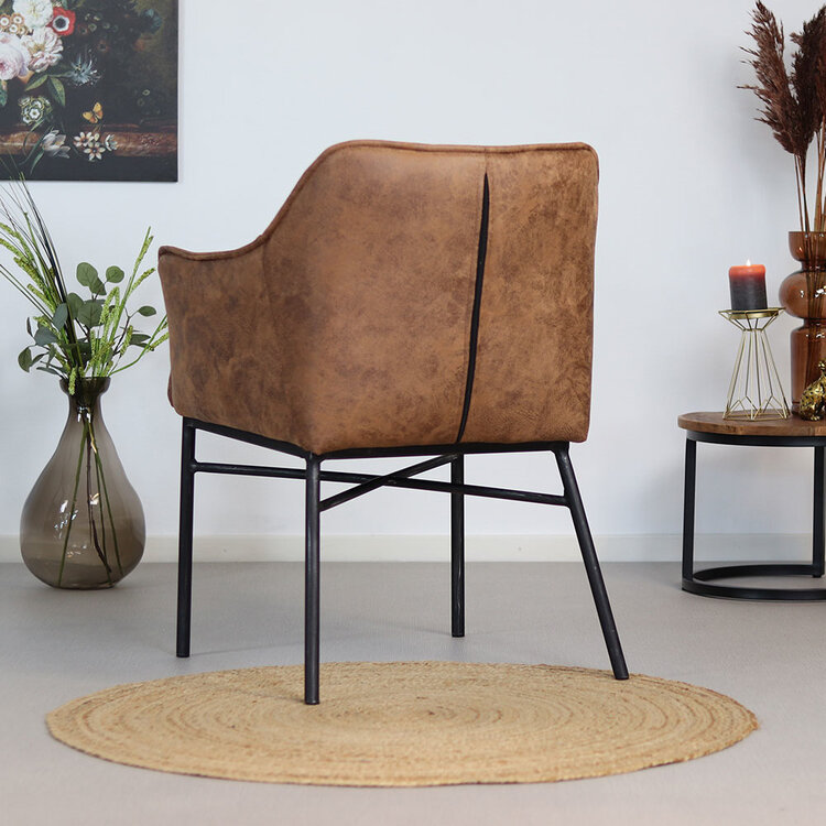 Esszimmerstuhl Microfaser Aaron mit Armlehne cognac