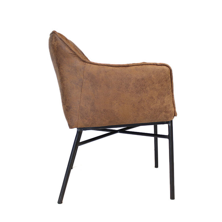 Esszimmerstuhl Microfaser Aaron mit Armlehne cognac