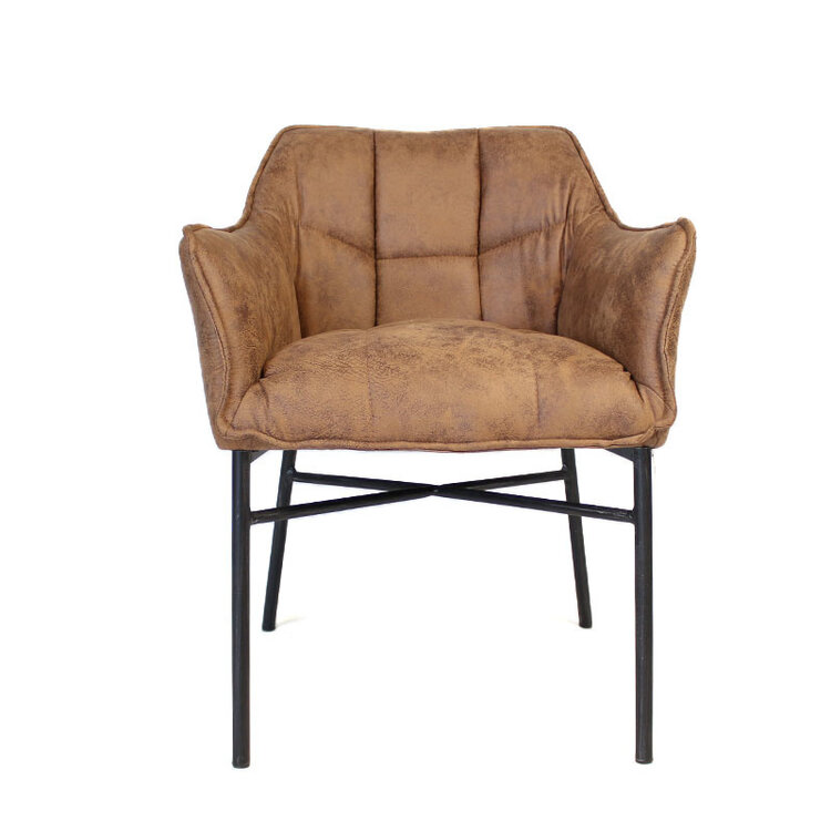 Esszimmerstuhl Microfaser Aaron mit Armlehne cognac