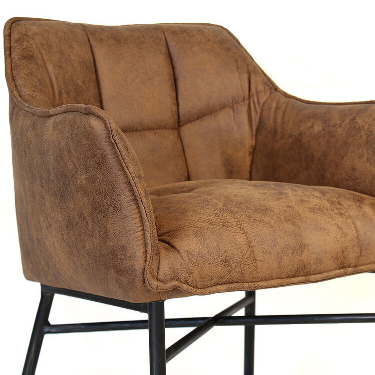 Esszimmerstuhl Microfaser Aaron mit Armlehne cognac