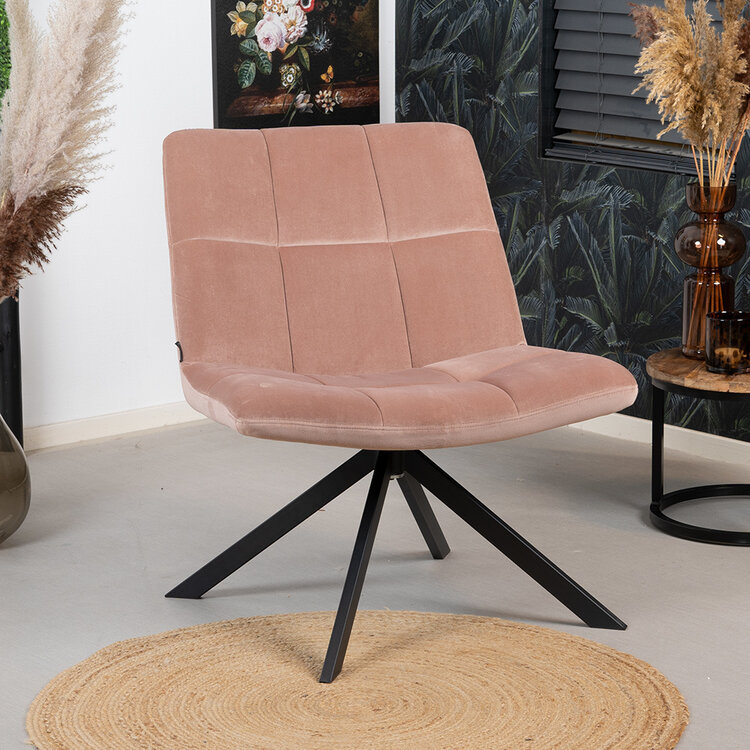 Samt Sessel Eevi rosa drehbar