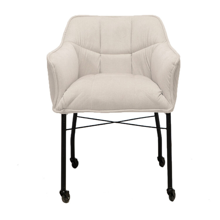 Esszimmerstuhl Mace Cord mit Rollen beige