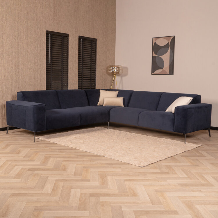 Ecksofa Vegas Samt dunkelblau links/rechts