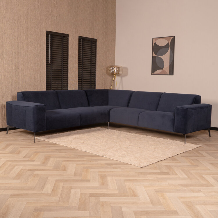 Ecksofa Vegas Samt dunkelblau links/rechts