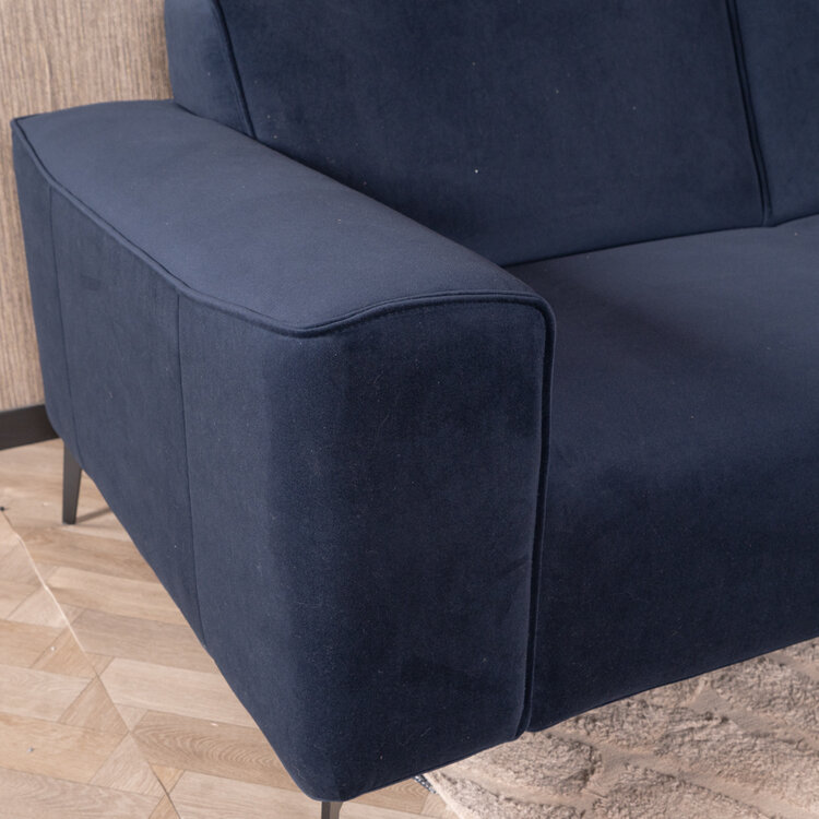 Ecksofa Vegas Samt dunkelblau links/rechts