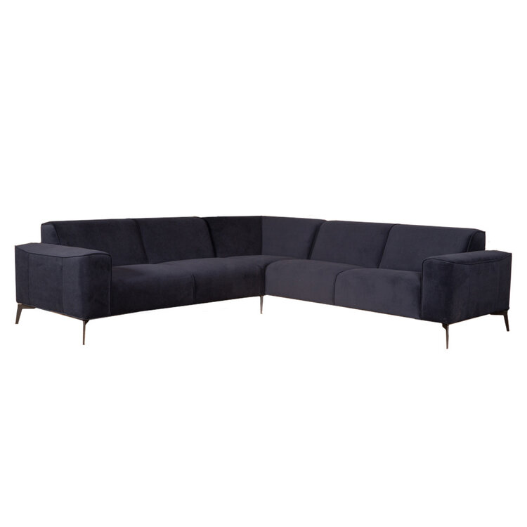 Ecksofa Vegas Samt dunkelblau links/rechts