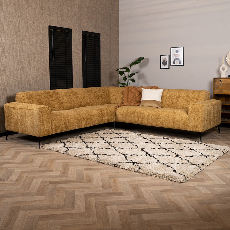 Ecksofa Vegas Chenille ockergelb links/rechts