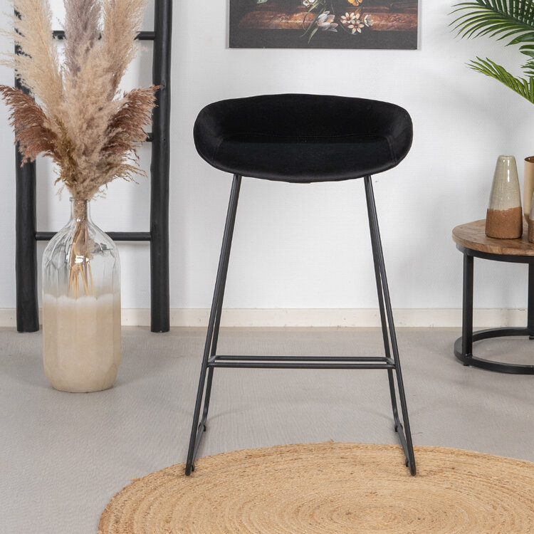 Barhocker Oslo Samt schwarz 66 cm