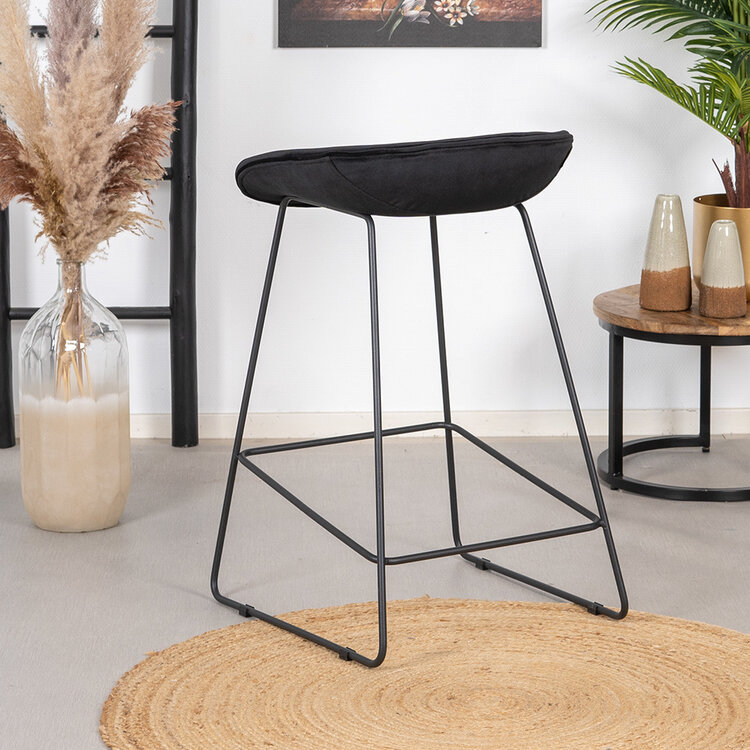 Barhocker Oslo Samt schwarz 66 cm