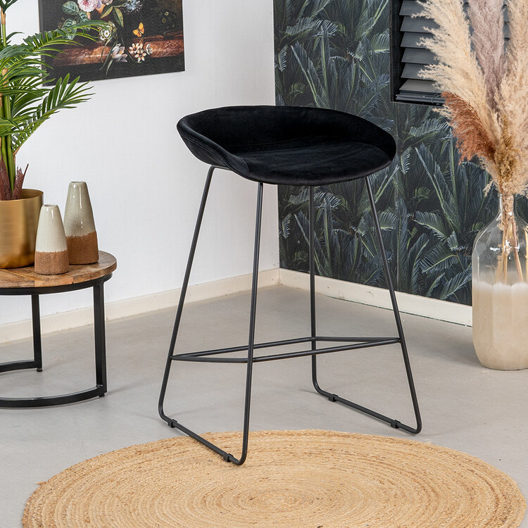 Barhocker Oslo Samt schwarz 66 cm