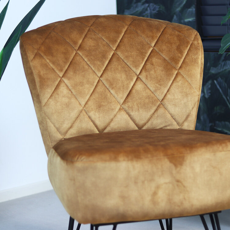 Samt Sessel Else modern ockergelb