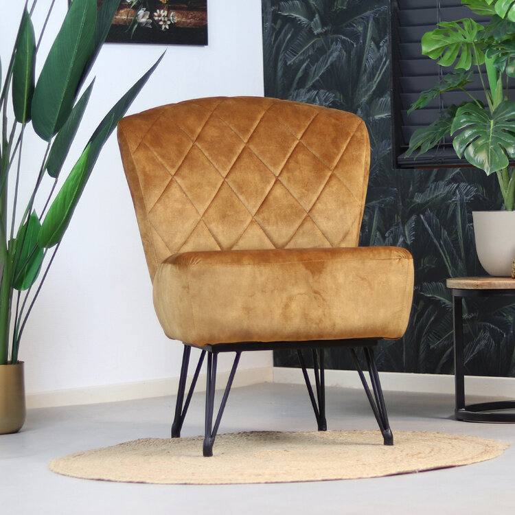 Samt Sessel Else modern ockergelb