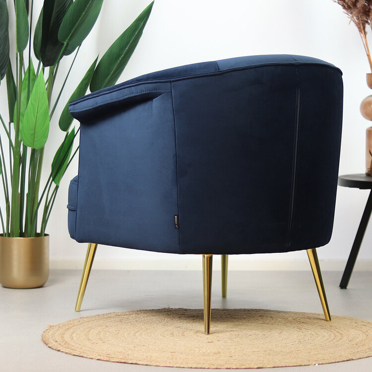 Samt Sessel Amy modern dunkelblau