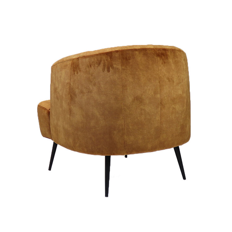 Samt Sessel Billy modern ockergelb/cognac