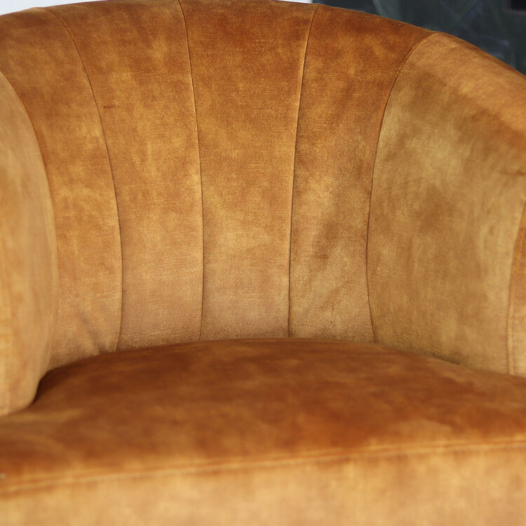 Samt Sessel Billy modern ockergelb/cognac