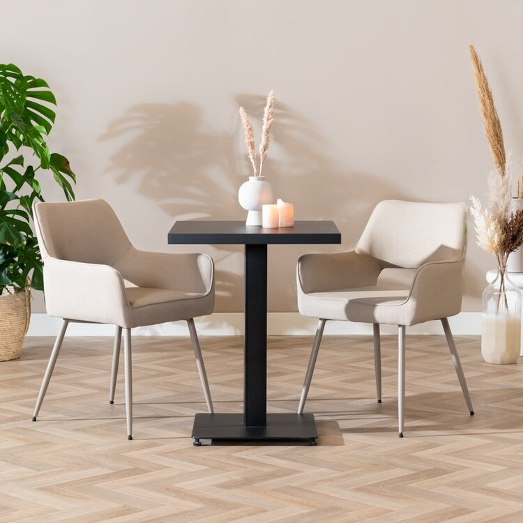 Bistrotisch Nils quadratisch schwarz Melamin 60x60x77 cm