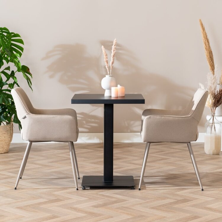 Bistrotisch Nils quadratisch schwarz Melamin 60x60x77 cm