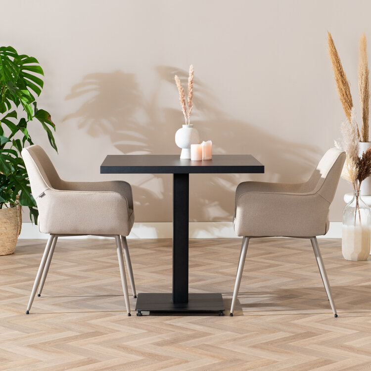 Bistrotisch Nils quadratisch schwarz Melamin 80x80x77 cm