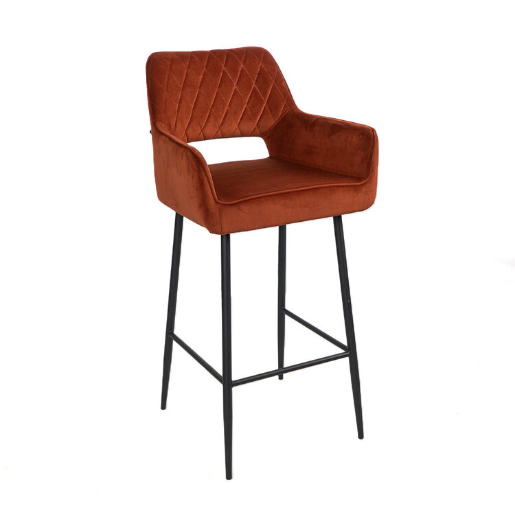 Barhocker Samt Mika mit Armlehne kupfer 78cm