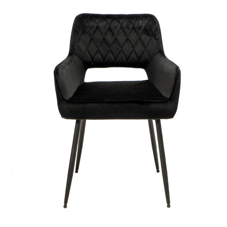 Esszimmerstuhl Samt Mika mit Armlehne schwarz